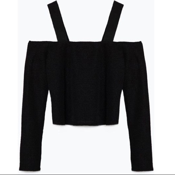 Zara Tops - Zara Ribbon Strap Off the Shoulder Crop Top